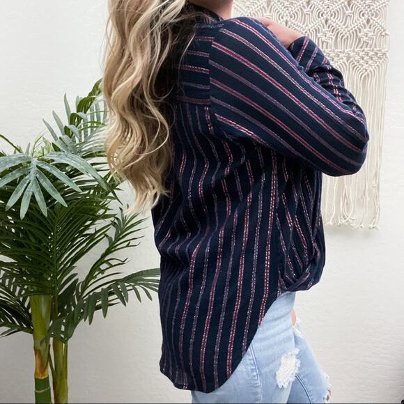 Vacate the Label Striped Surplice Button Down M - Picture 4 of 15